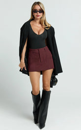 Brown Stripe Pinstripe Skort